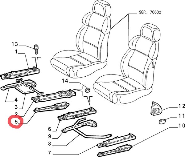 46304719 - neue Sitzschiene innen rechts für Fiat Coupe
