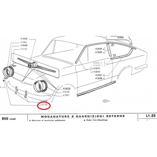 4137193 - neue original Klammer zur Befestigung des Scheinwerferrings Fiat 850 Coupe
